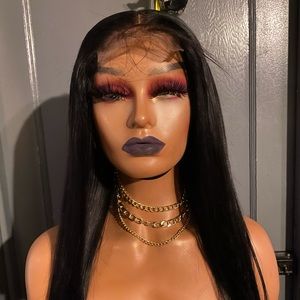 20 inch straight closure wig